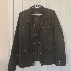 Jcrew downtown waxed army green coat
